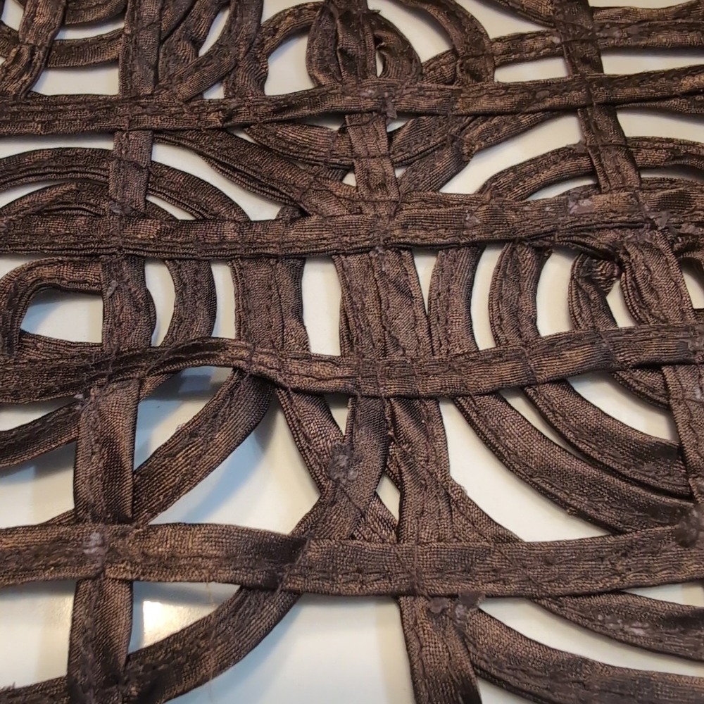 Chocolate Brown Rosette Ribbon Jacket Womens Large Open Front Cropped - Picture 9 of 13
